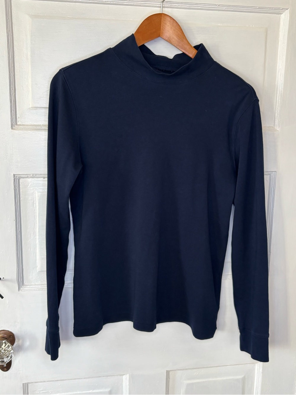 Lands' End Navy Relaxed Fit Mock Turtleneck